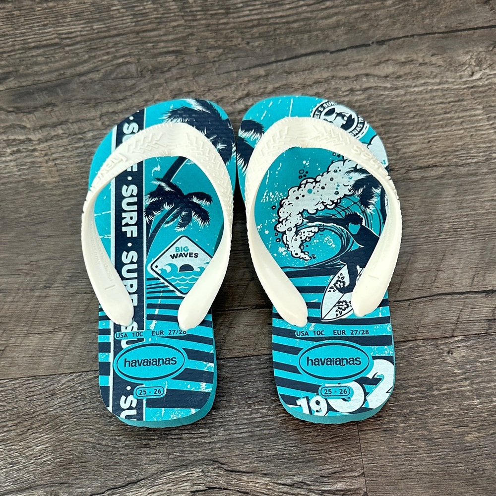 Havaianas Toddler 10C Teal‎ Blue Surf Thong Flip-Flop Sandals